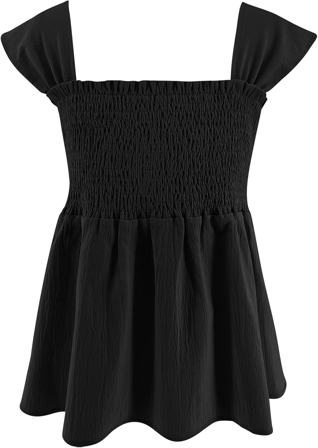 Bingerlily Girls Summer Casual Tops Square Neck T Shirts Cute Smocked Top Tees - Image 2