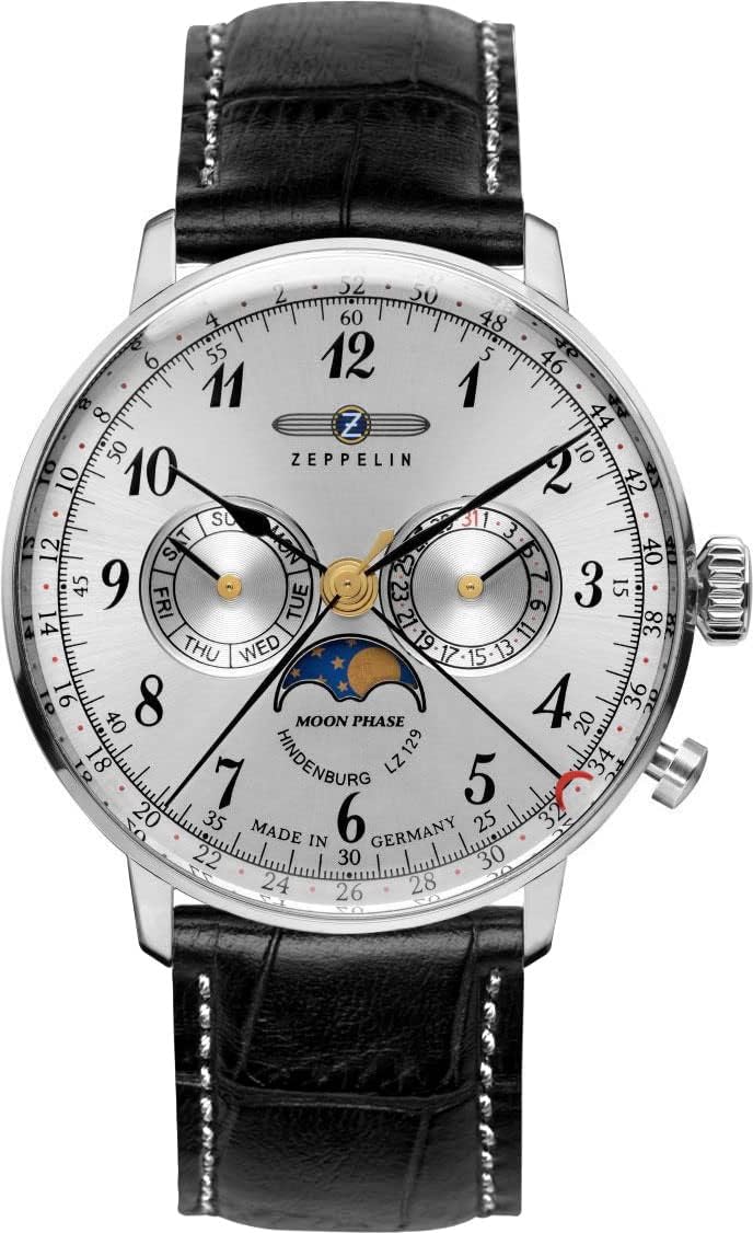 Leather Hindenburg Analog Silver Dial Men Watch-70361, Brown Band