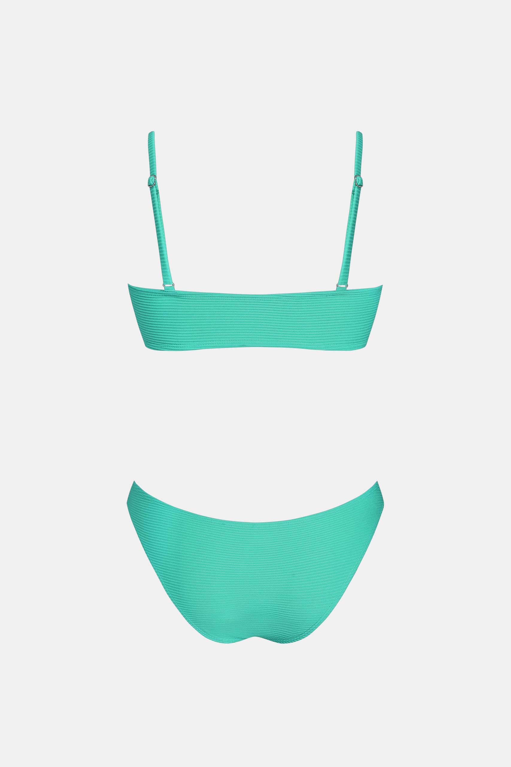CUPSHE Conjunto de bikini para mujer, traje de baño de dos piezas con abertura frontal, cuello redondo, talle bajo, corte alto, traje de baño atrevido
