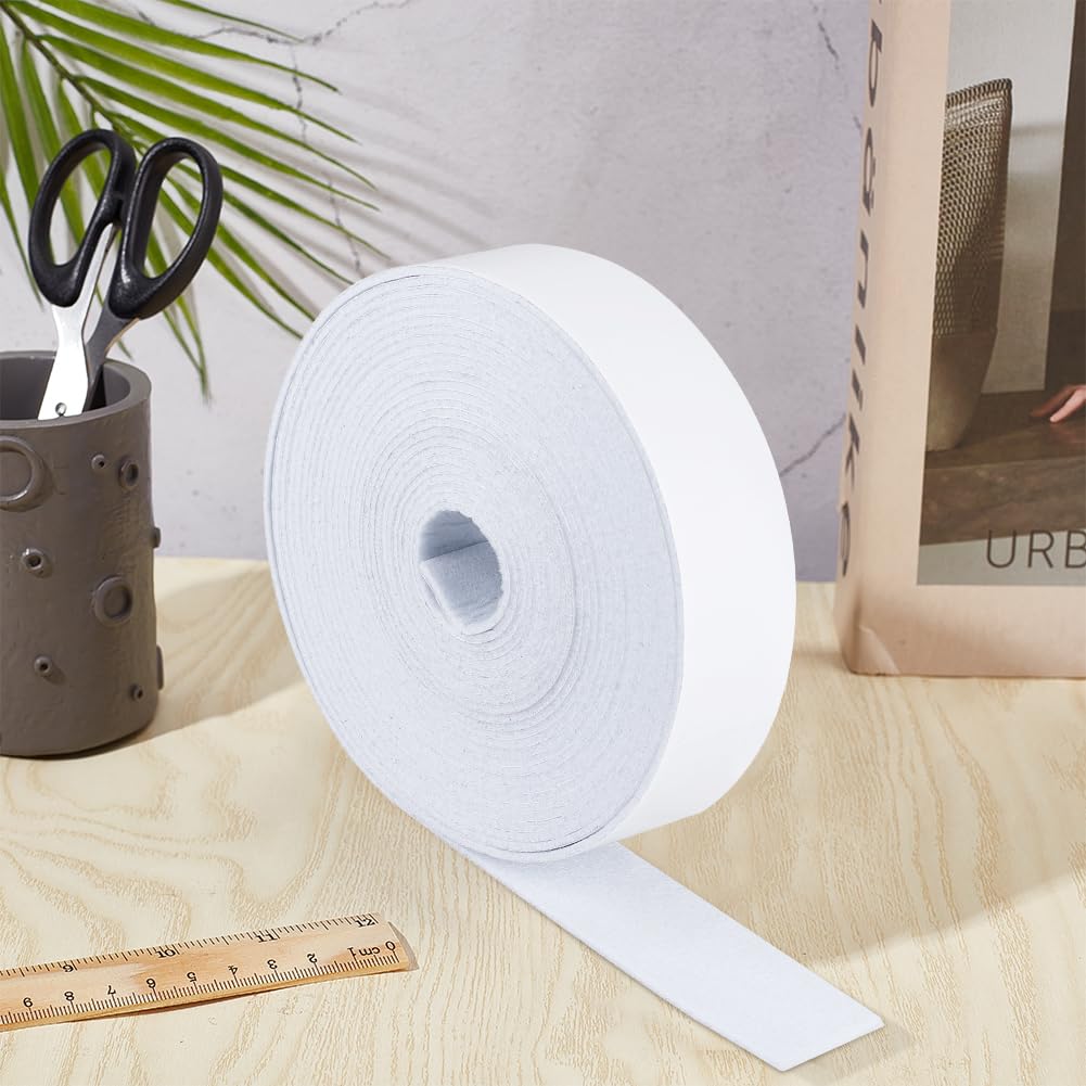 BENECREAT Nastro Adesivo in Feltro Bianco, 8m X 4cm X 2mm, Nastro Adesivo in Feltro Autoadesivo per Proteggere Mobili e Colla Fai Da Te