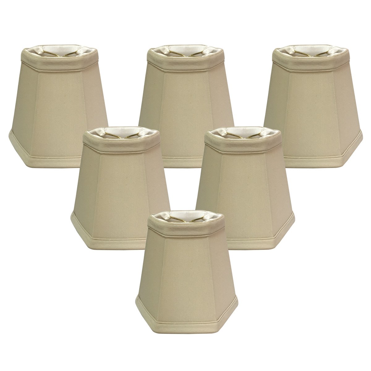 Abat-jour lustre hexagonal Royal Designs beige en lot de 6 pièces CS-715BG-6