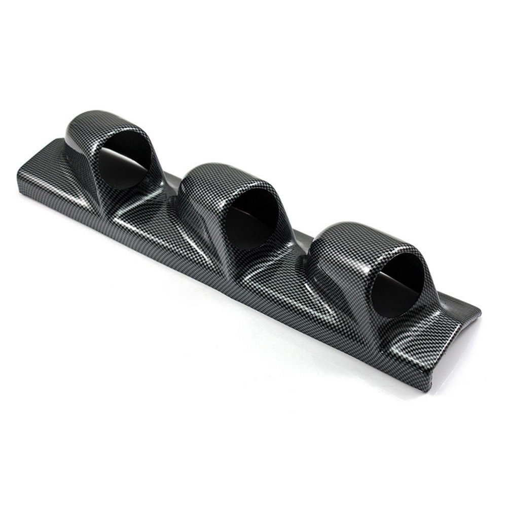 Fibra Carbonio 12V Auto 2" 52mm Universale Nero Triplicare Foro Portacialde Calibro Porta Manometro Supporto Calibro Cruscotto Gauge Misuratore Lato