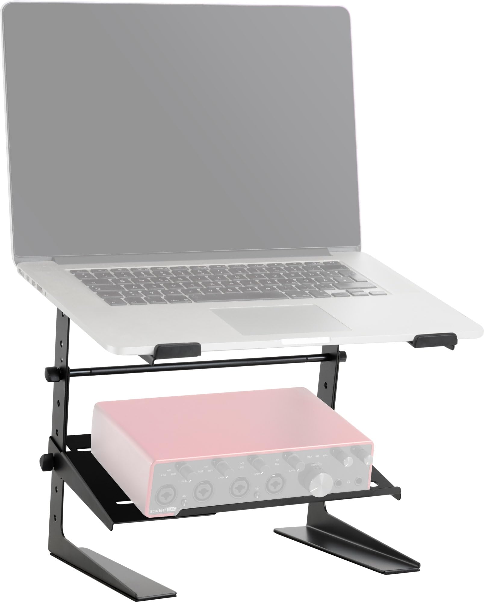 Pronomic LS-200 Deluxe Soporte para Portátil DJ Soporte para Notebook (Altura Ajustable, Superficie Adicional, Ideal para DJs y músicos, Material: Acero) Negro