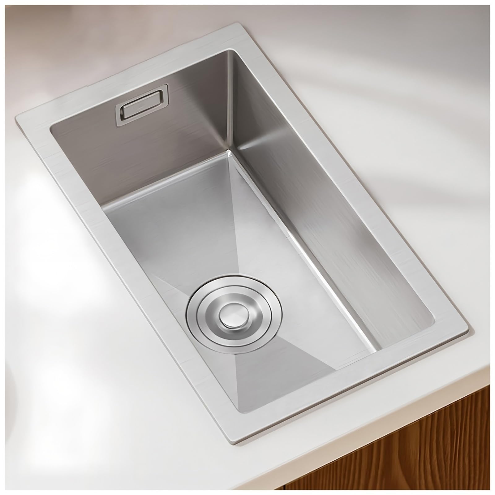 ZQFHSX Small Kitchen Bar Sink, Silver Stainless Steel Sinks, Drop in Household Dishwashing Basin,with Drain Basket, Pipe, Single Bowl Workstation Sink(Silver,38x26cm)