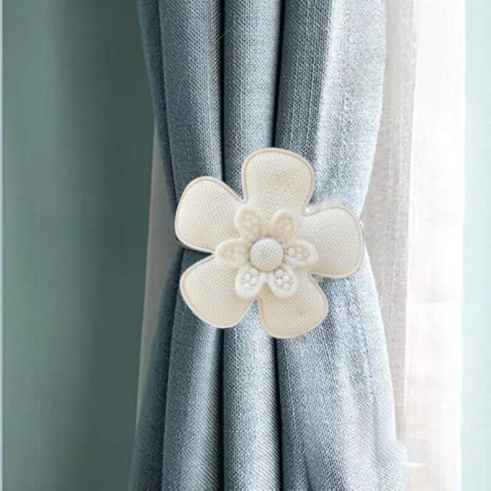 Fermatende Magnetici A Forma Di Fiore L&j - 2 Pezzi, Calamite Forti Per Tende, Beige - Foto 2