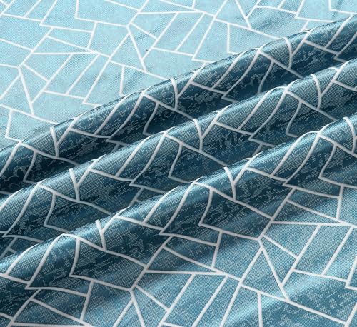 Image of Room Darkening Curtains for Door & Windows, Living Room, Bedroom, Eyelet, Parda, Printed, Pack of 2, Teal Blue, 4 x 8 Feet