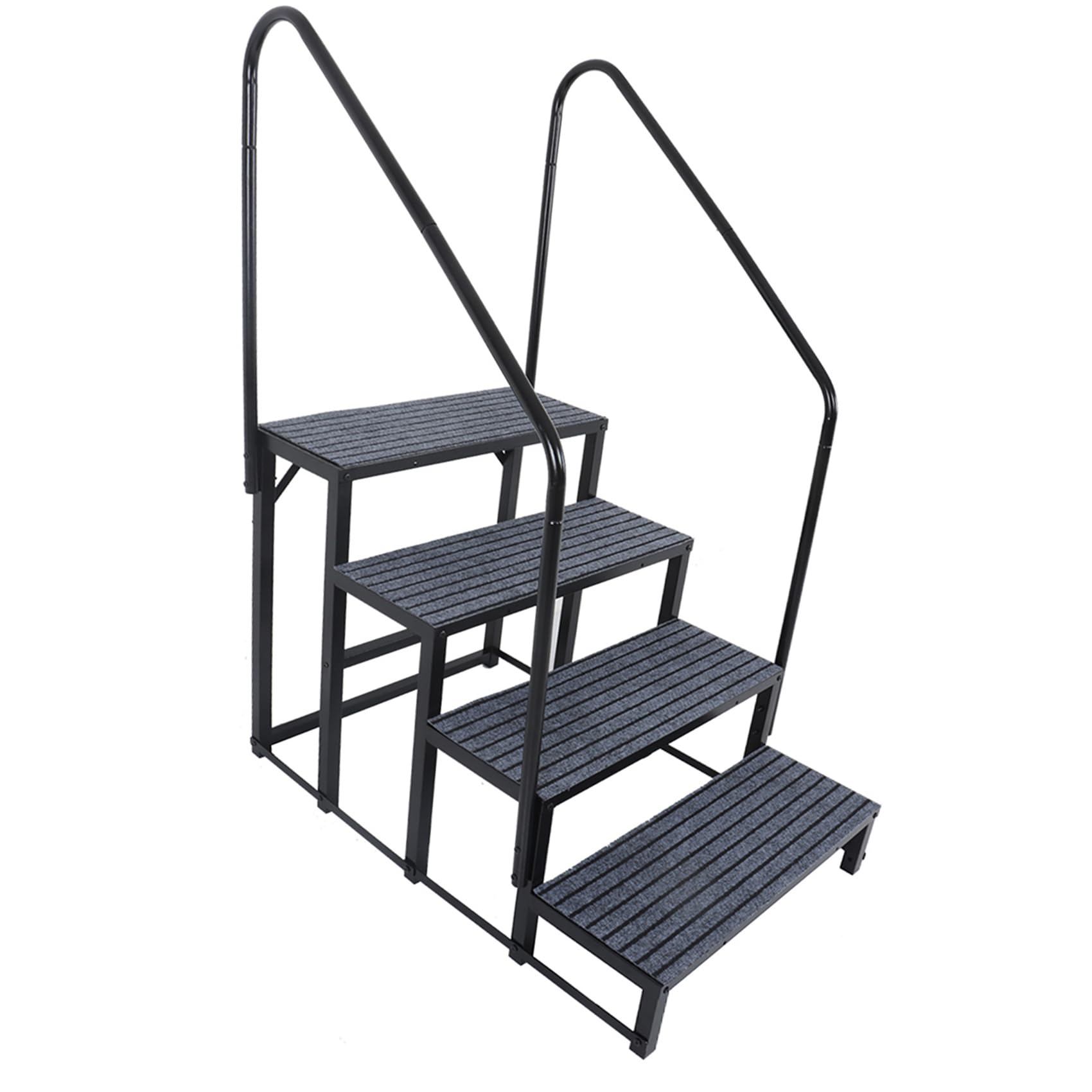labwork 4 Step RV Steps with 2 Handrails w/Step Mat 660 lbs Load Capacity Spa Steps Outdoor Stairs for 5th Wheel RV Camper Trailer Porch with Non-Slip Mats