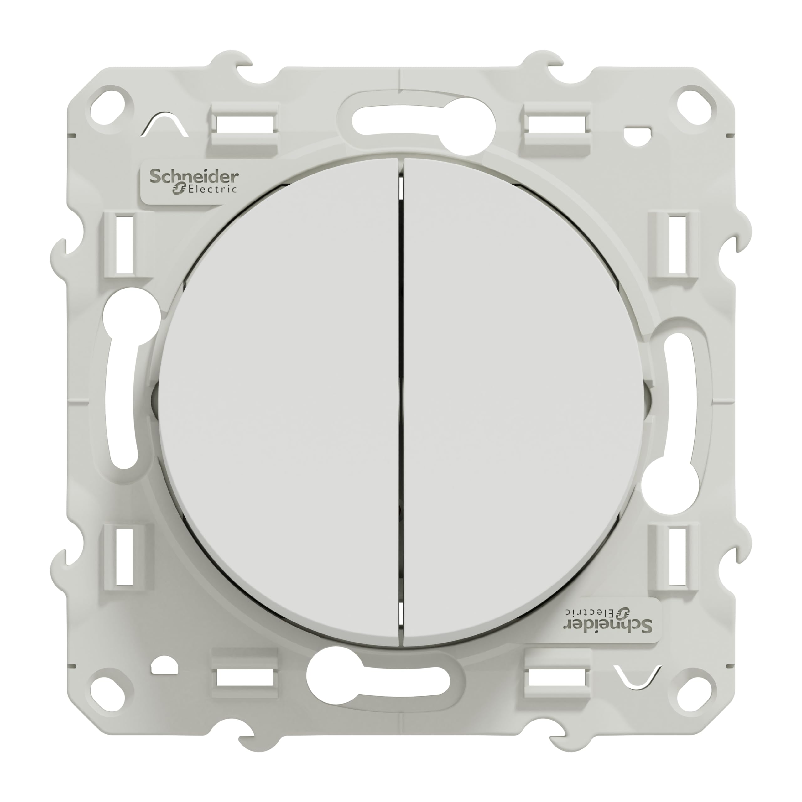 Schneider Electric S520214 Odace - Interruptor doble (230 V), color blanco