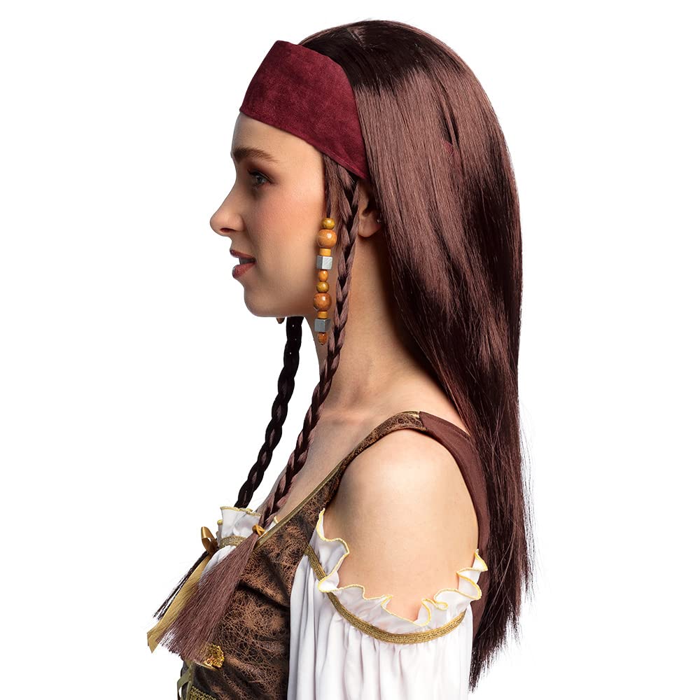 Boland 85741 Pirate Trinity – Adult Wig with Bandana, Brown, One Size