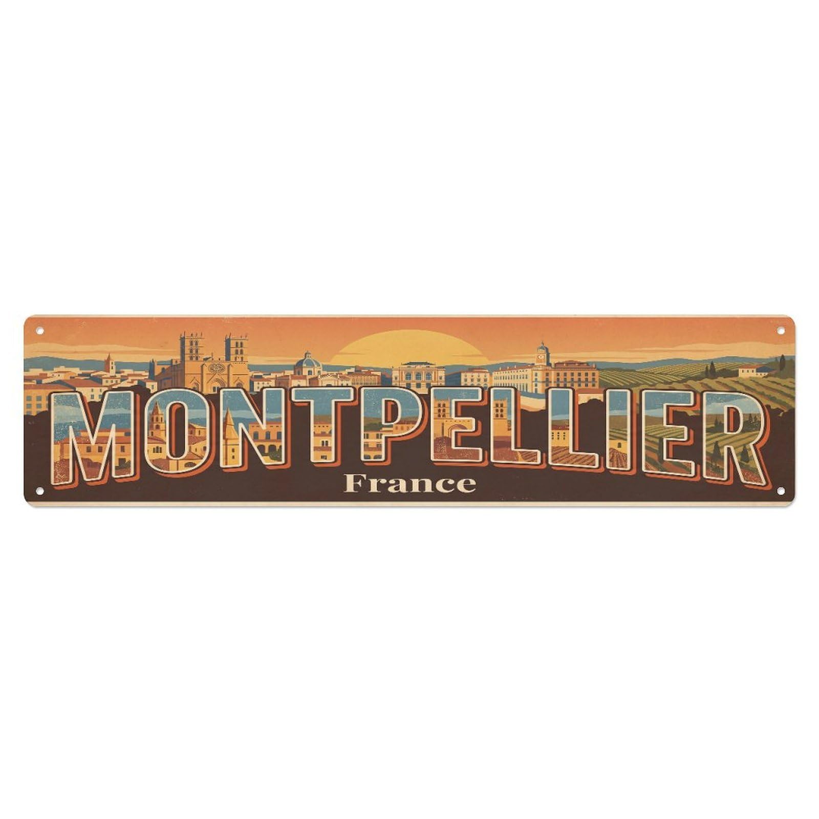 Metal Tin Sign Retro Travel France Montpellier