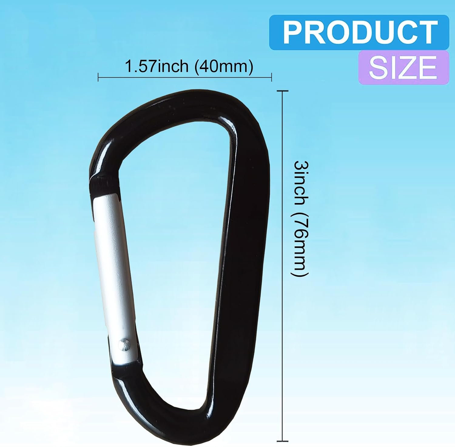 Cute Carabiner Clip, 3" Aluminum Alloy Caribeener D Ring, Spring Snap Hook for Keychain Clip image 2