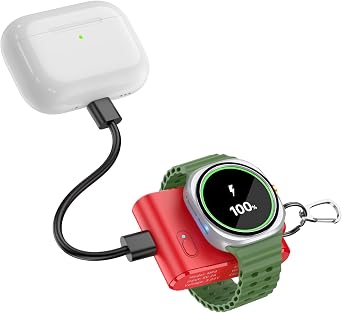 for Samsung Galaxy Watch Charger,2000mAh Portable Charger for Samsung Galaxy Watch 8/8 Classic/7/Ultra/6/6 Classic/5/5 Pro/4/3,Active 2/1with Keychain Red