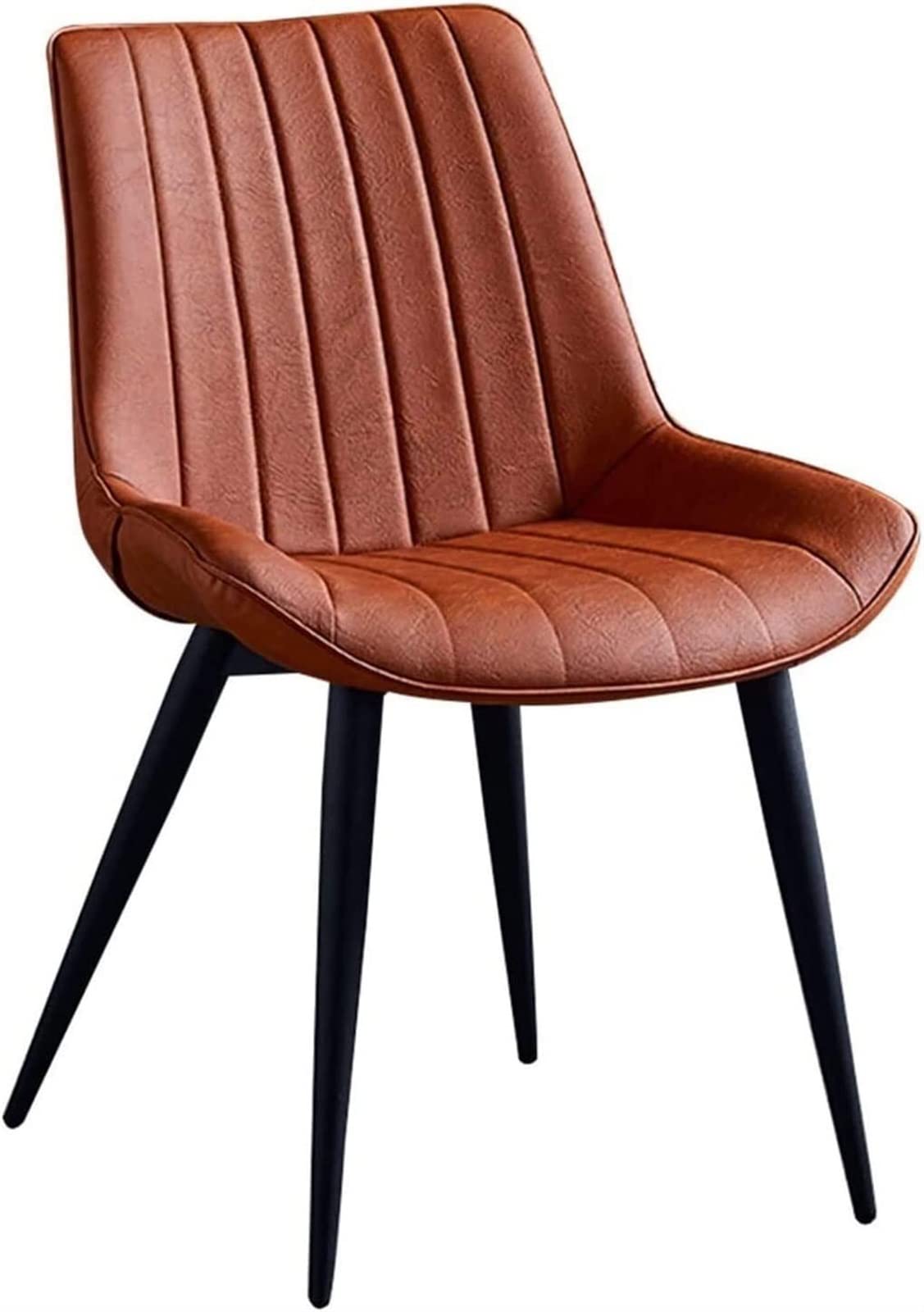 SJIALEN Modern Dining Chair, Upholstered Faux Leather Seat Retro Kitchen Accent Chair with Metal Legs Home Restaurants Lounge Chair Kitchen Chair (Color : Orange, Size : 46x53x83cm)