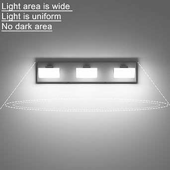 Ralbay Black Bathroom Vanity Lights 3 Light Matte Black Modern Acrylic Bathroom Wall Lighting Fixtures Over Mirror (White Light 6000K)