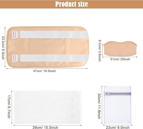 Miniatura 7 de Paquete de 4 piezas de aceite de ricino con paño de franela, kit de aceite de ricino de algodón orgánico para cintura y cuello, correa elástica