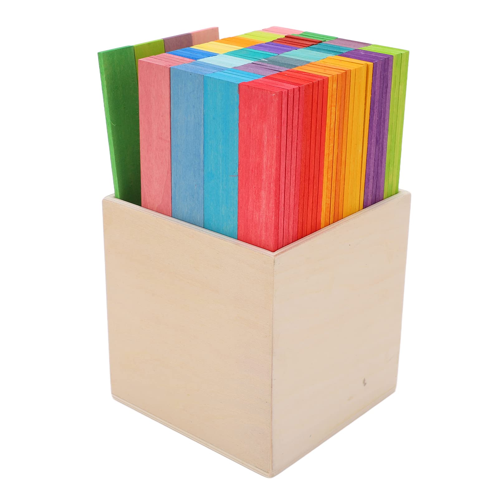 AstraLoom Holzbausteine, Bunte Brücke, Stapelspielzeug, pädagogische DIY-Puzzleblöcke für Kinder, Kleinkinder, Lindenholz-Material, 120 Teile, 18 x 2 x 0,3 cm