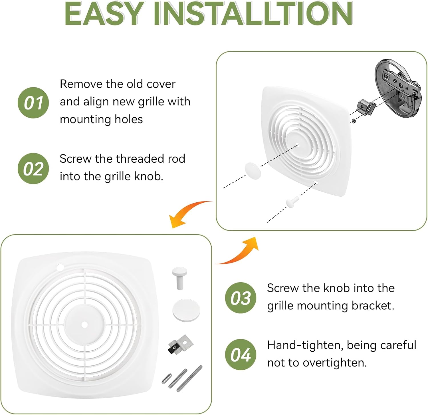 97011790 Bathroom Exhaust Fan Cover for Broan Nutone (11.5"× 11.5"), S97011790 Vent Grille Assembly Fan Cover for 509S-A 509S-B Wall Ceiling Ventilation Exhaust Fans