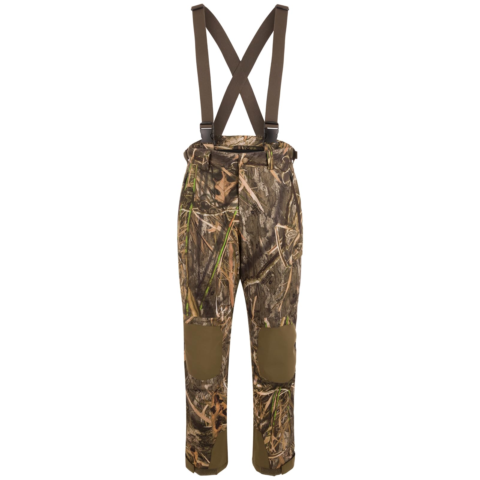 Drake Waterfowl Men's MST Waist-High Insulated Breathable Waterproof DWR Camo Hunting Bibs, Mossy Oak Shadow Grass Habitat, M