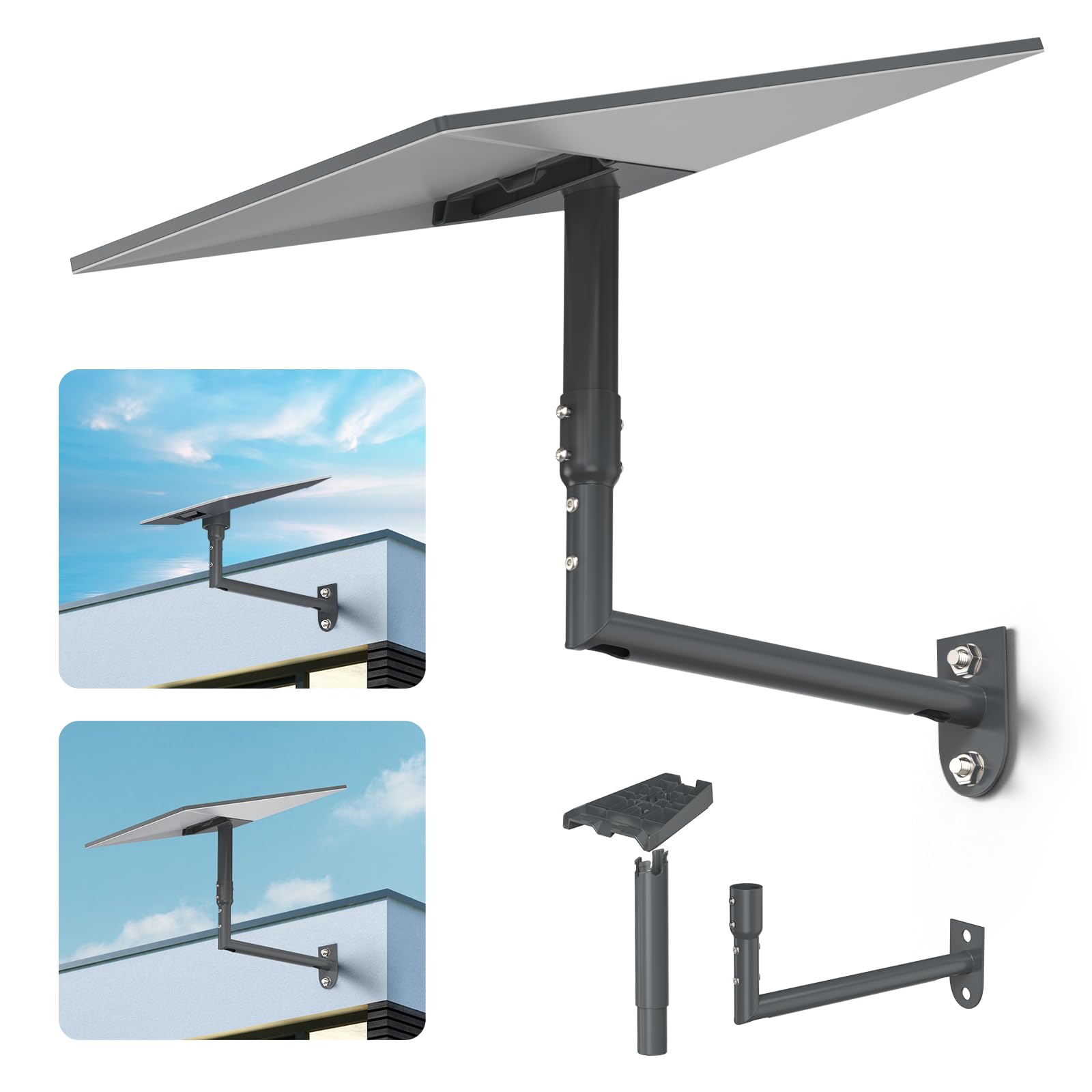 XLTTYWL® 360° Supporto Parete&Palo con Adattatore per Starlink Gen 3/4X/V5 | Per Gen 3/4X/V5, 4 X Adattatore Incluso, Rotazione 360°, Antivento, Metallo Antiruggine, Ideale Per Tetto, Facciata & Camper