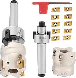 Face End Mill Set, MT3-FMB22 Holder Extension 400R-50-22 Face End Mill Cutter 10pcs APMT1604 CNC Carbide Inserts，for Plate Cutting, Harden Insert Used for Steel Material
