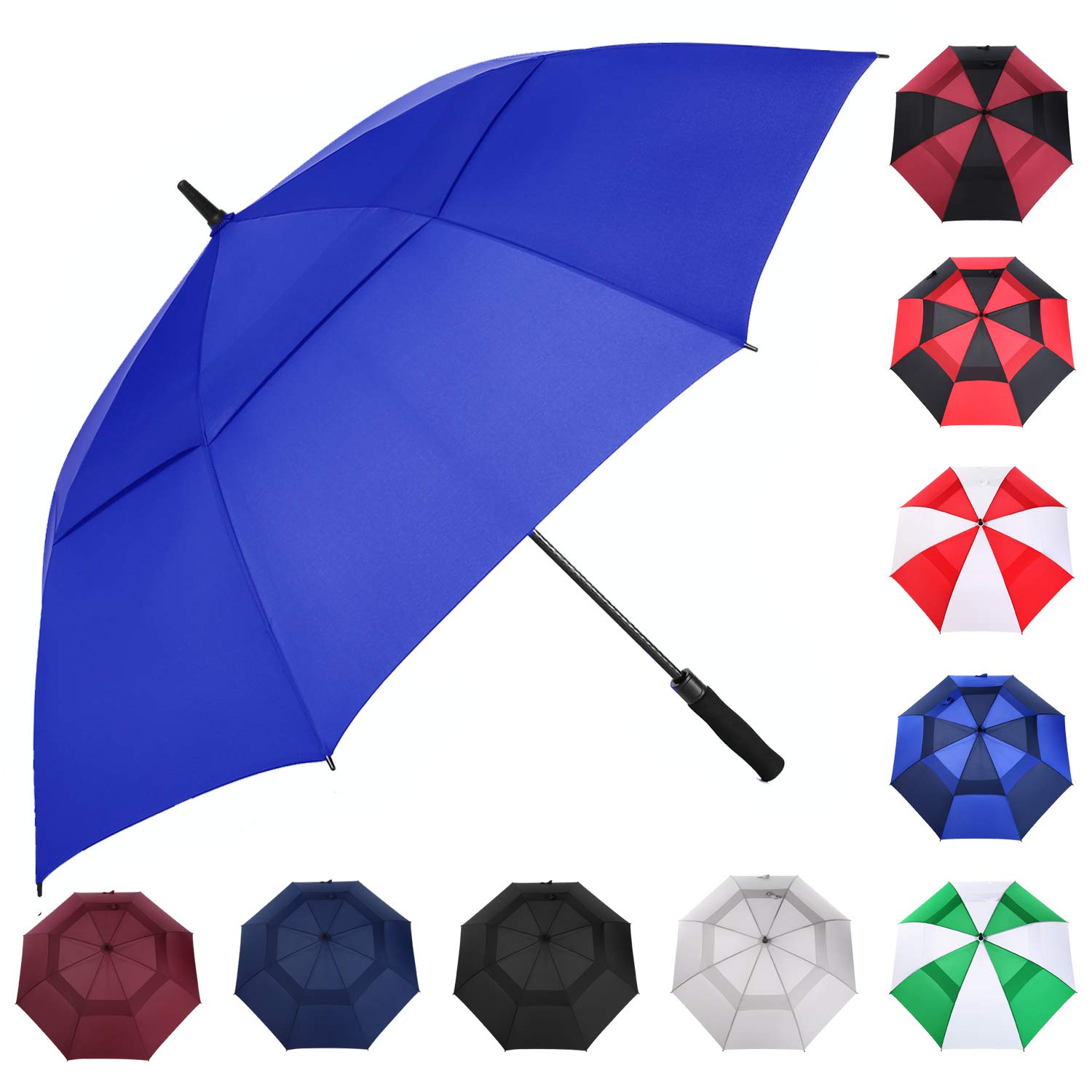 MRTLLOA 54/62/68/72 Inch Automatic Open Golf Umbrella, Extra Large Oversize Double Canopy Vented Windproof Waterproof Stick Umbrellas for Rain