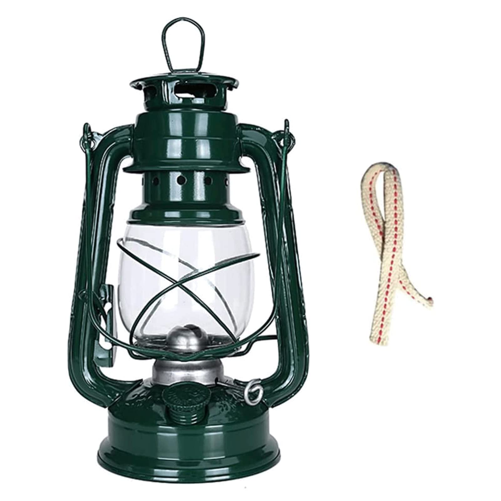 Kerosene lamp, 9.8 Inch for Indoors Rustic Glass Metal Lamp with 2 Wicks Large Hanging Hurricane Tabletop Decor Home(Grün)