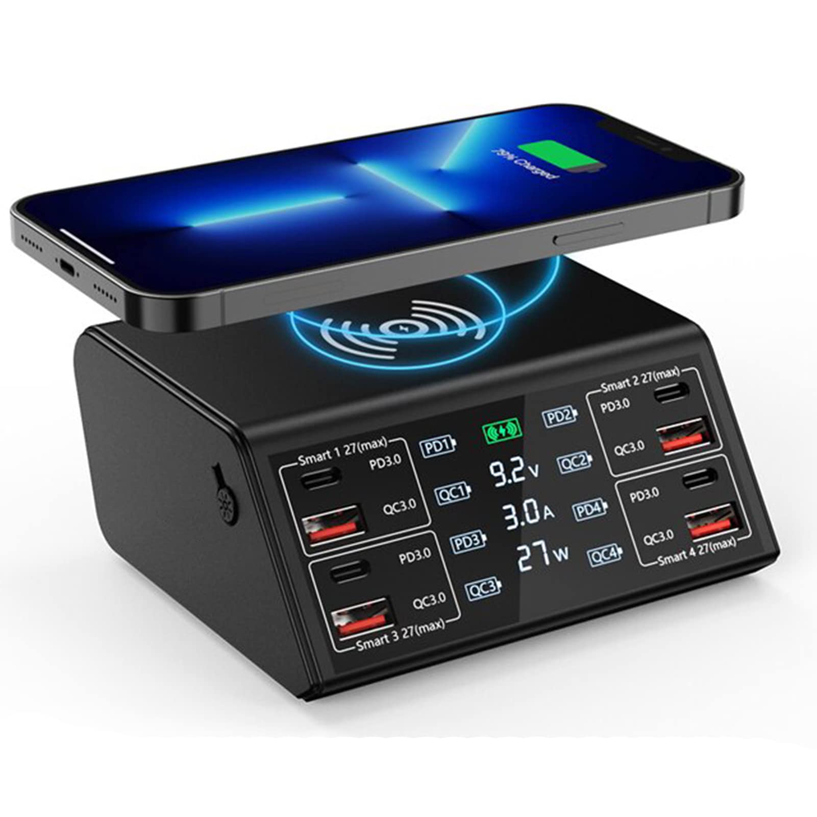 Station De Charge Usb Chargeur Multi Usb Led Chargeur Sans Fil Qi, 4 Usb A Charge Rapide, 4 Ports Usb C Pd, Station De Charge Pour Téléphones Portables, Tablettes Et Autres Appareils électron(Color:A)