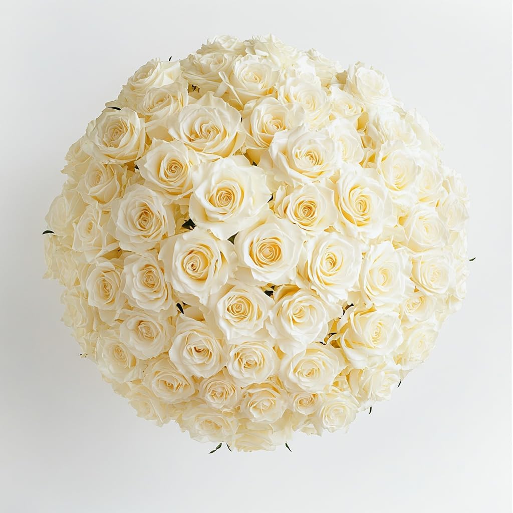 GlobalRose 50 White Roses Bouquet - Responsibly Sourced Roses Fresh Flowers - Hand-Picked Flowers Fresh Bouquet for Graduation, Anniversary, Birthday & Special Occasions (2 Bunches of 25 Stems)