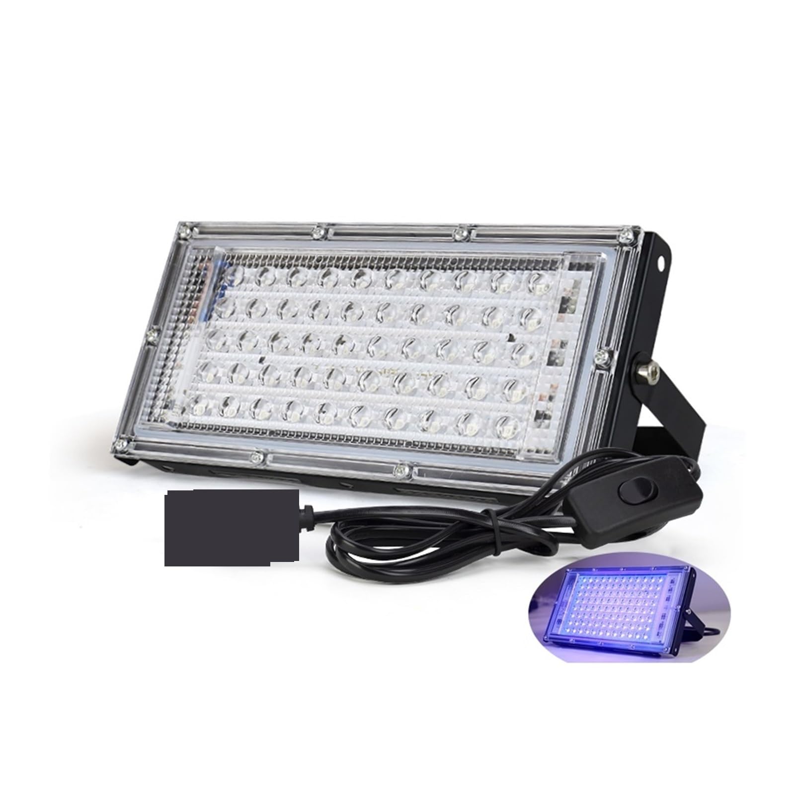 JOLIANE UV Flood Light 50W 100W 395nm 400nm Ultraviolet Fluorescent Stage Lamp for Bar Dance Party Blacklight(50W with Plug)