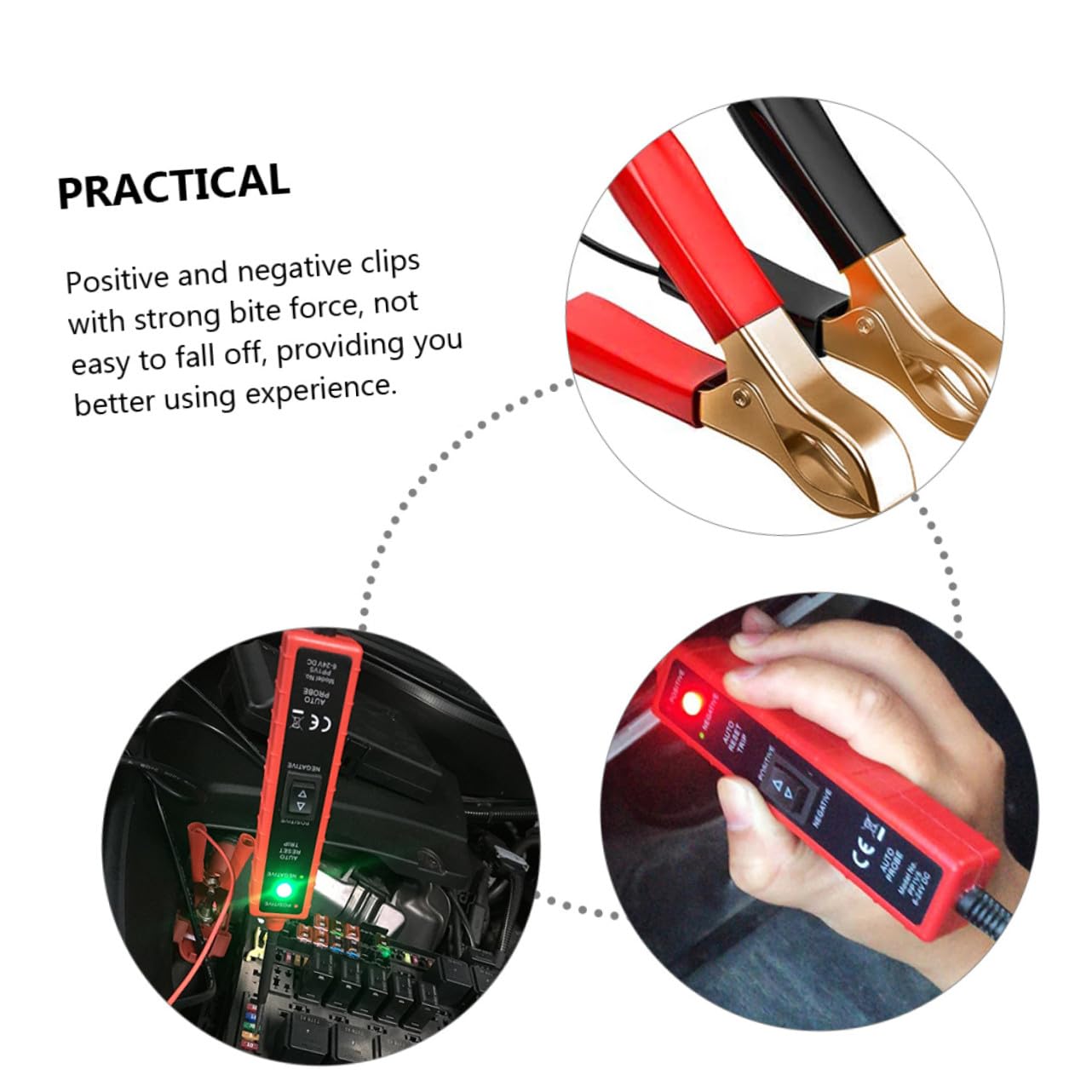 Probador de Circuitos de Automóviles Comprobador Eléctrico 12 V con Clip Positivo y Negativo Diagnóstico de Sistemas Eléctricos Automotriz Herramienta Profesional