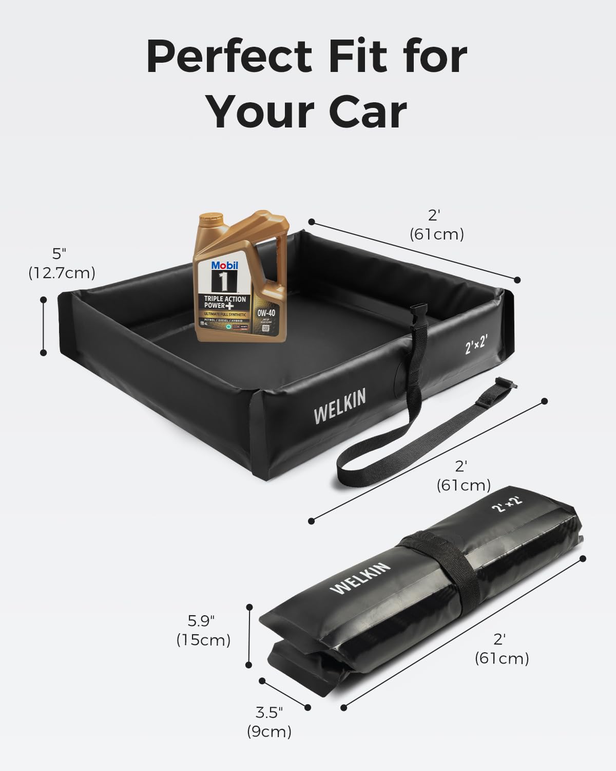 WELKIN Berma de contención de derrames, perfecto para pequeñas transferencias de líquidos, almacenamiento de latas de pintura, áreas de cambio de aceite, piezas de motor,