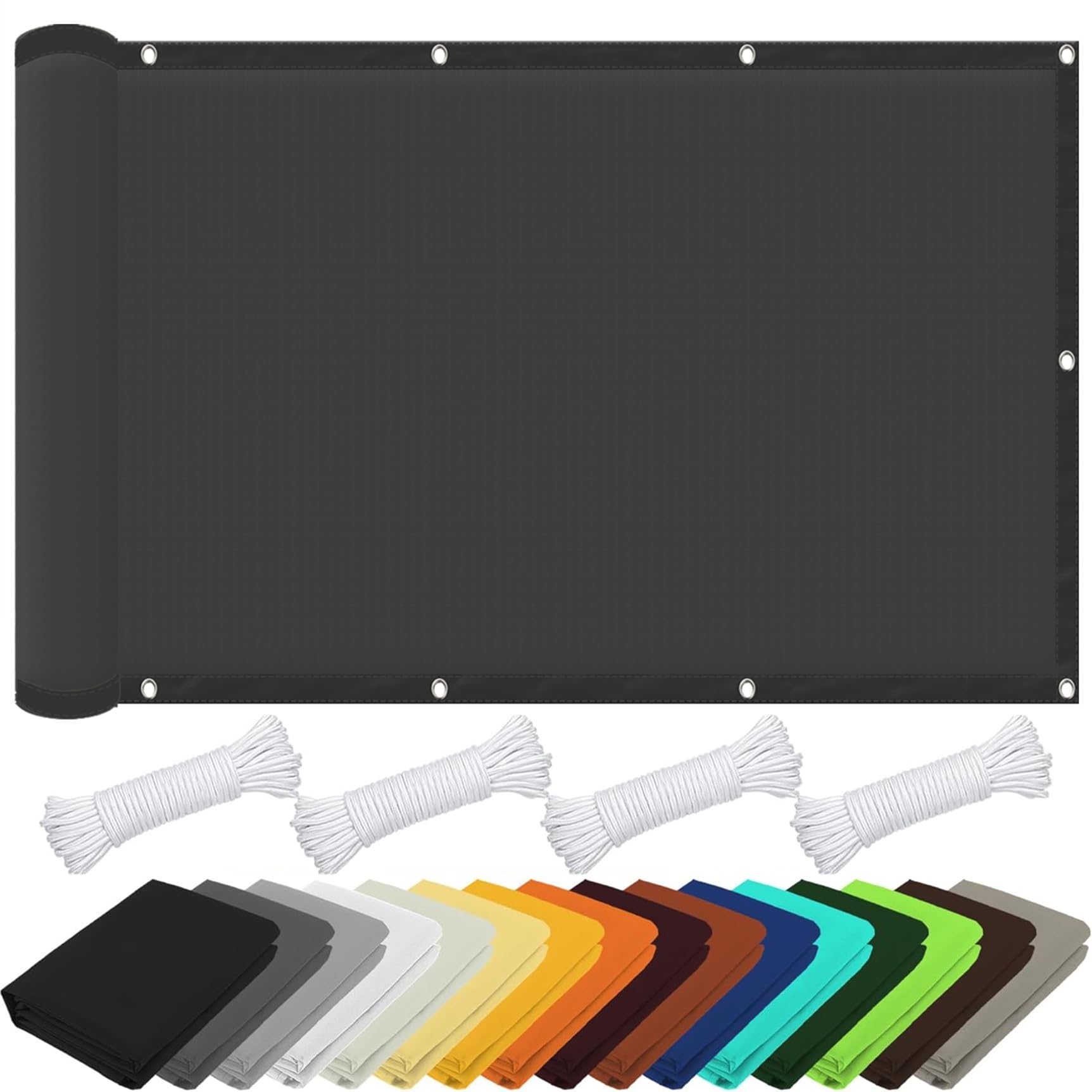 Żagiel Przeciwsłoneczny Ogrodowy 225 x 410 cm 98% Odporności Na Promieniowanie Uv, Wiatroszczelność, Wodoodporność, Żagiel Tarasowy Zewnętrzny, Na Zewnątrz, Do Ogrodu, Ciemny szary