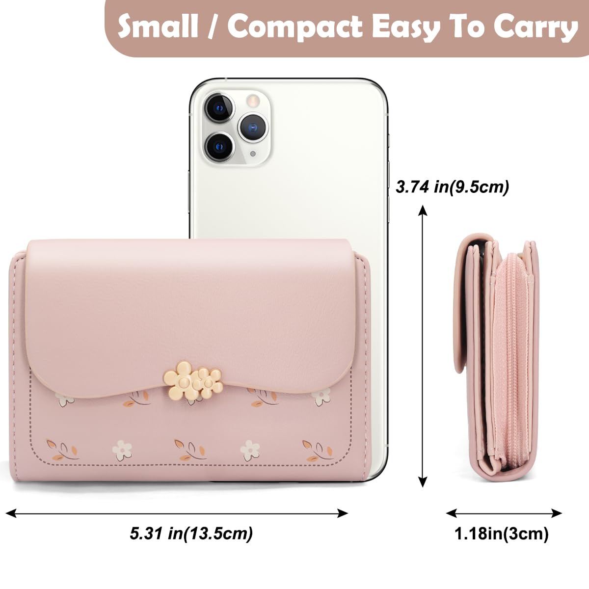 REETEE Geldbörse Klein Damen PU Leder Geldbeutel Damen Klein und im Kurzformat Portemonnaie Viele Fächer, Portmonee mit 10 Kartenfächer und Zipper Münzfach Brieftasche (Rosa)