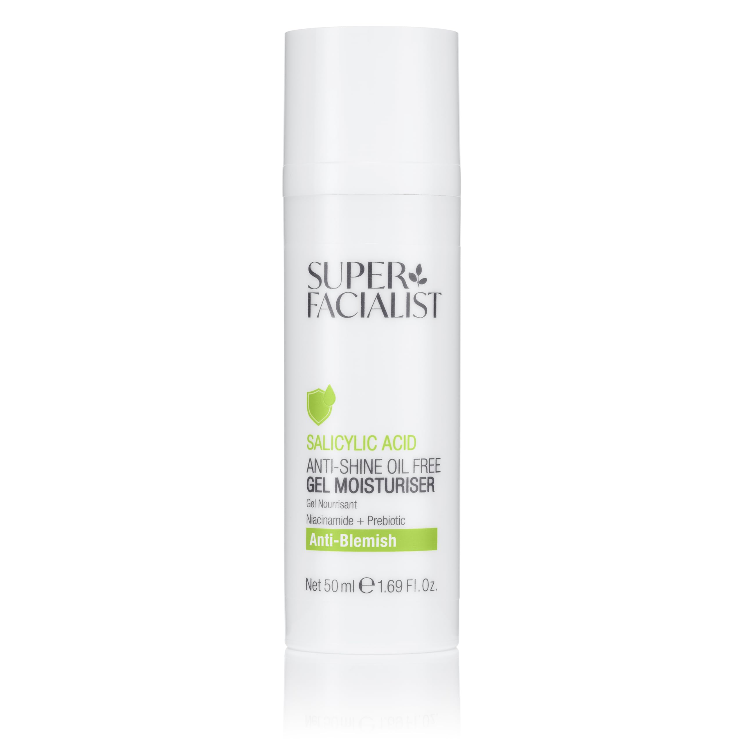 Super Facialist Anti Blemish Clarifying Gel Moisturiser with Salicylic Acid - Hydrating Oil-Free Face Cream with Niacinamide for Acne Treatment & Blackhead Remover, Vegan Friendly - 50ml