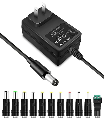 Adaptador de corriente de 12 V 1 A, cable de cargador de fuente de alimentación de CA, 12 voltios, 1 amperios, conmutación regulada con 11 enchufe