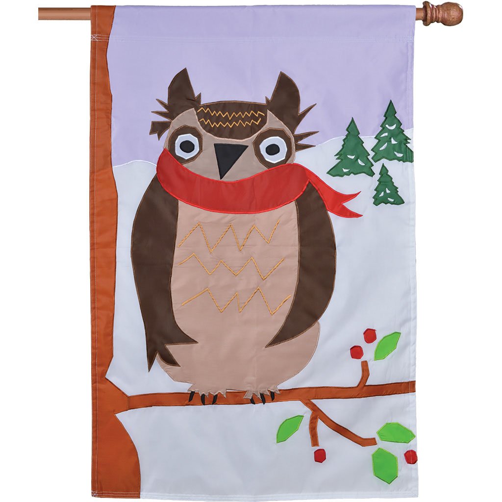 Applique Drapeau Winter Owl en tissu imprimé de haute qualité pour salon