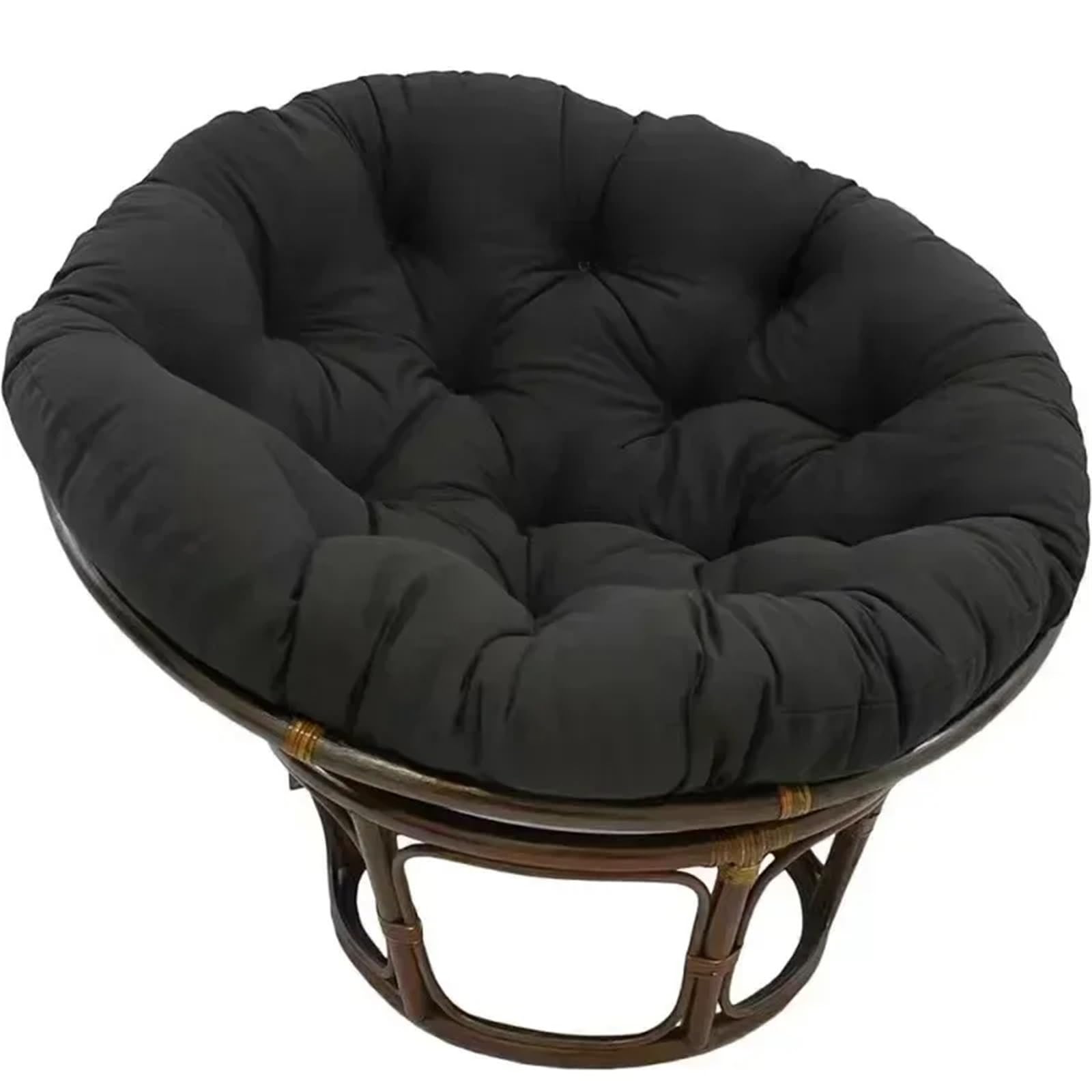 Cojín redondo para exteriores de 60 cm negro e impermeable para asiento de jardín