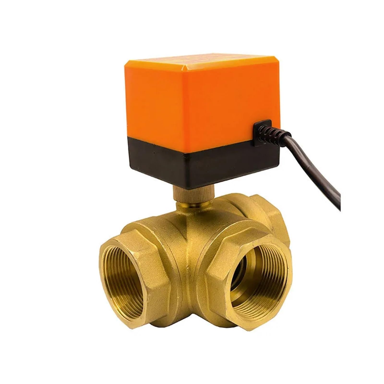 HKYPCOKVK 1-1/2'' Three Way T Type Motorized Ball Valve 220V 12V 24V Brass Electric(220V-CR02)