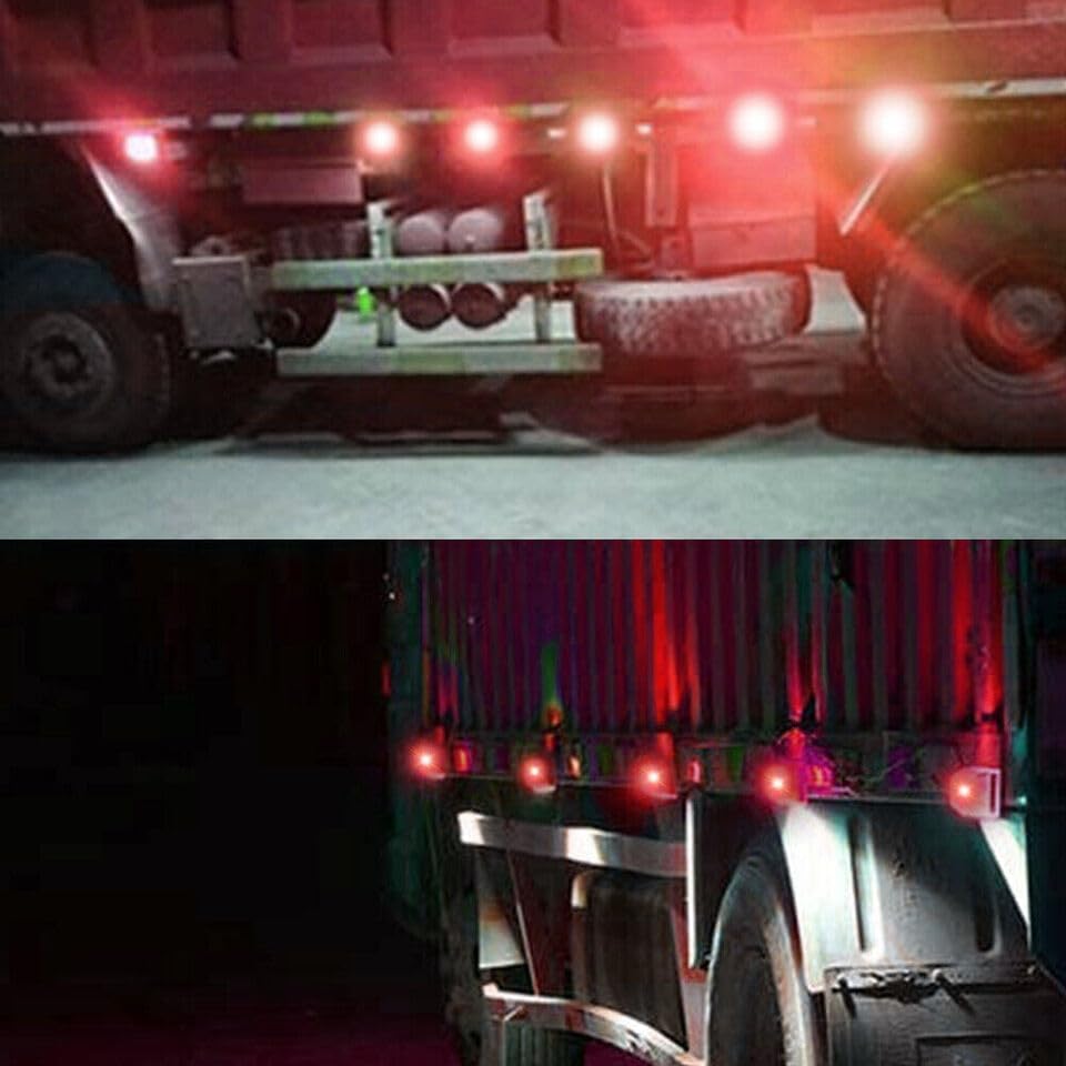 12V LED Clearance Lights Red Color for Trucks Trailer RV Universal Fitment Outline Clearance Marker Light Set of 10 Pieces