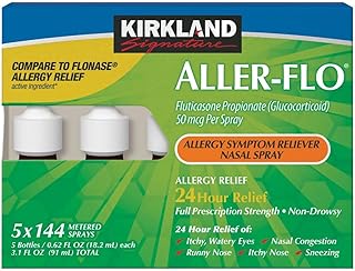 Signature Aller-Flo Fluticasone Propionate (Glucorticoid) 5 Bottles x 144 Metered Sprays 0.62 Fl OZ per Bottle, 700 Total Sprays, 1-Pack