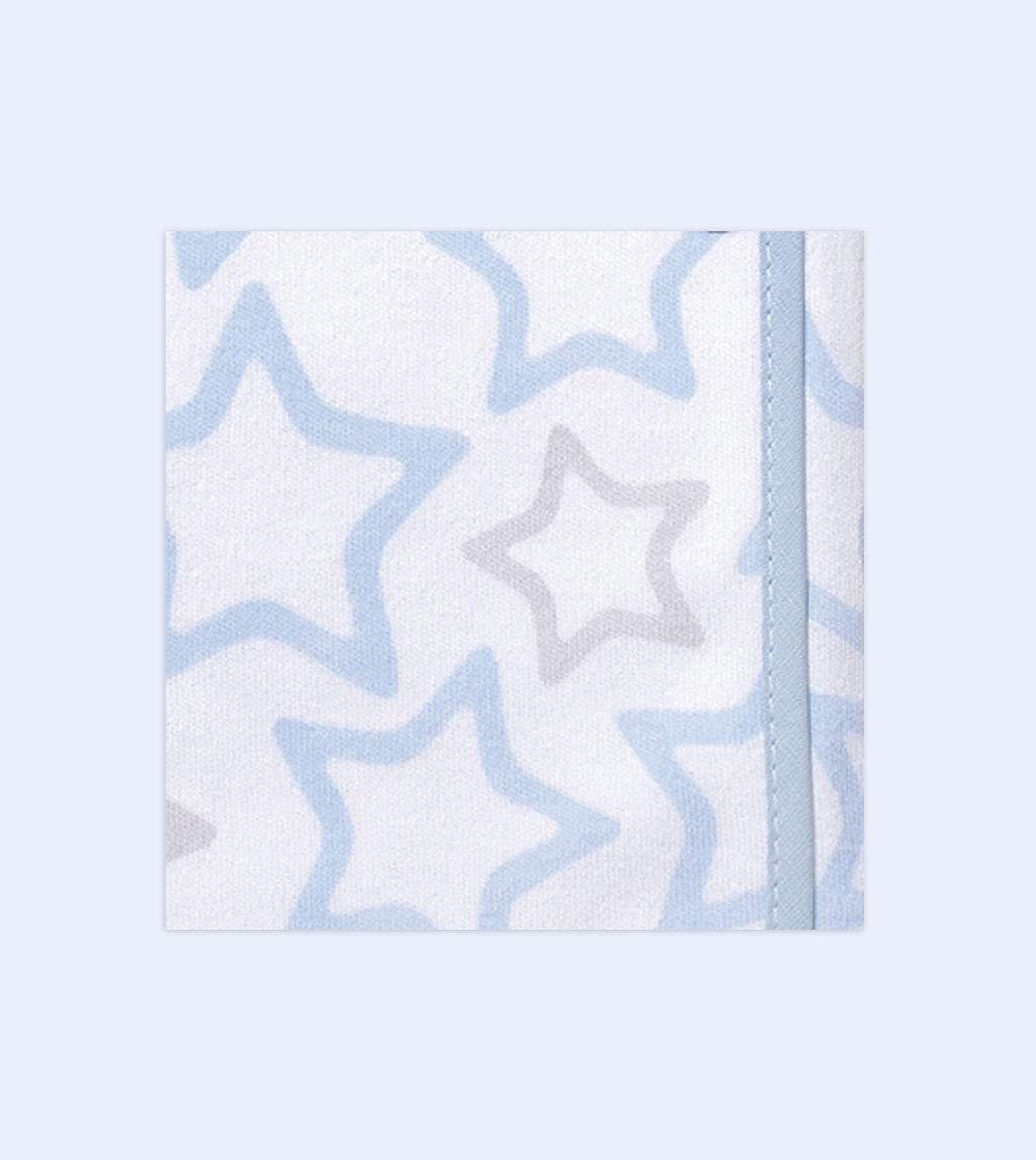 Ti TIN Kocyk do owijania dla niemowląt, dwuwarstwowy, miękki, chłonny, 100% bawełna, z podwójną tkaniną interlock, 2 x 180 g/m², 80 x 75 cm, z nadrukiem, błękitny