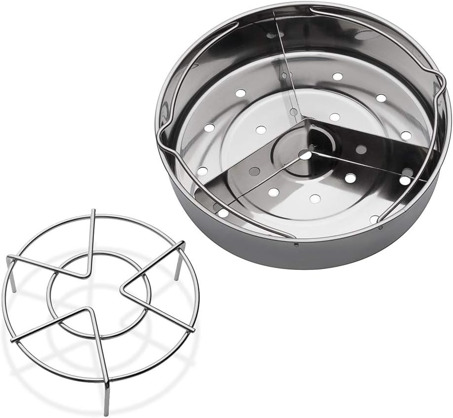Steamer Basket, Alotpower Instant Pot Accessory Set of 3 Stainless Steel Vegetable Steamer Basket with Steamer Rack and Removeable Convenient Dividers for Instant Pot Fits 6 or 8 qt Pressure Cooker