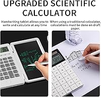 Vista 4 de Calculator with Writing Pad,12-Digit LCD Display, Dual Power Solar + Coin Cell,1-Yr Battery Life Silicone Keys for Comfort Lightweight Portable for