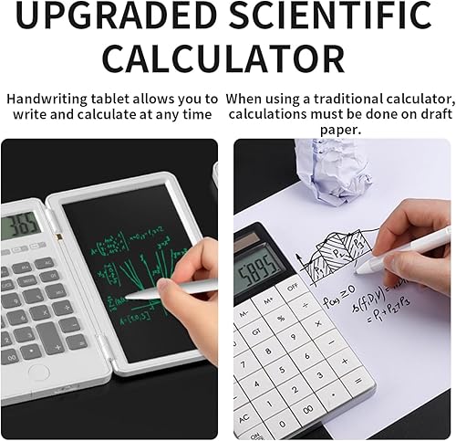 Miniatura 4 de Calculator with Writing Pad,12-Digit LCD Display, Dual Power Solar + Coin Cell,1-Yr Battery Life Silicone Keys for Comfort Lightweight Portable for