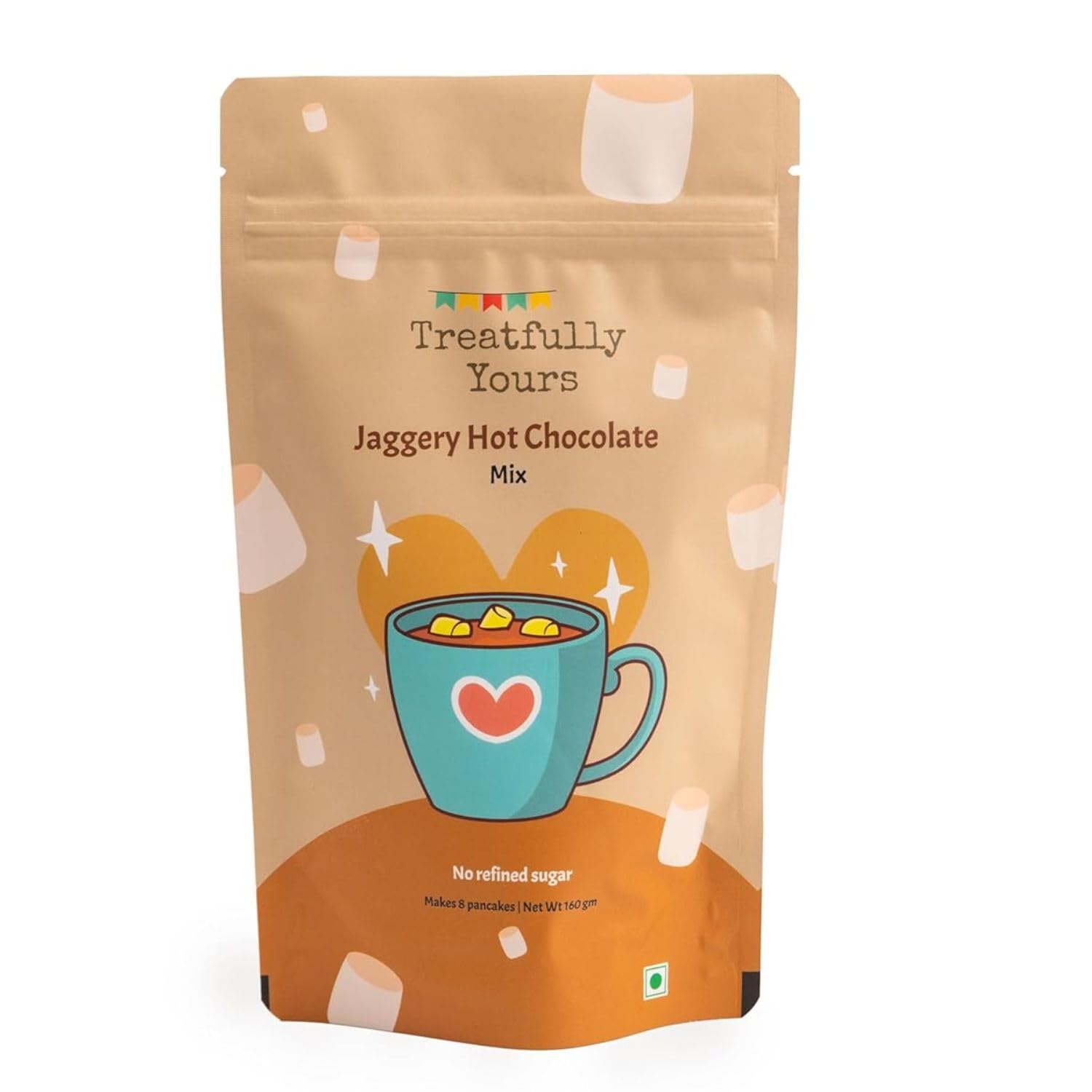 Treatfully Yours Hot Chocolate Mix|Sweetened With Jaggery|No Maida| No Refined Sugar|Make 8 Cups (Pack of 1, 160gm)-image-38