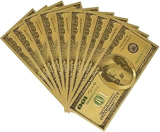 10Pcs 100 Dollar Bills, Gold Foil USD Paper Money Banknotes Crafts for Collect