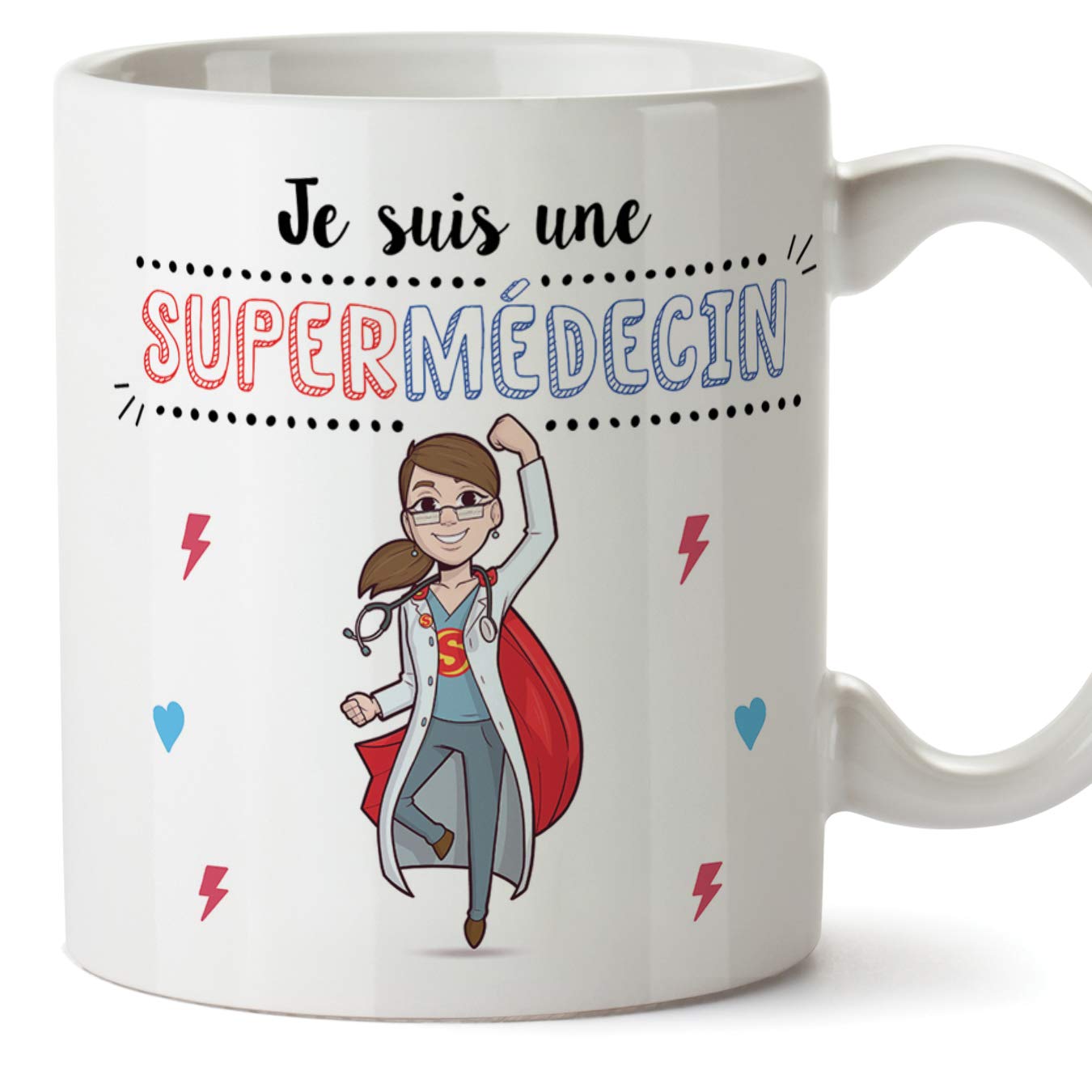 (Mug in French) doctor. Original cups of coffee and breakfast to give professional workers - I am a Super Doctor - Ceramic 350 ml — image 1