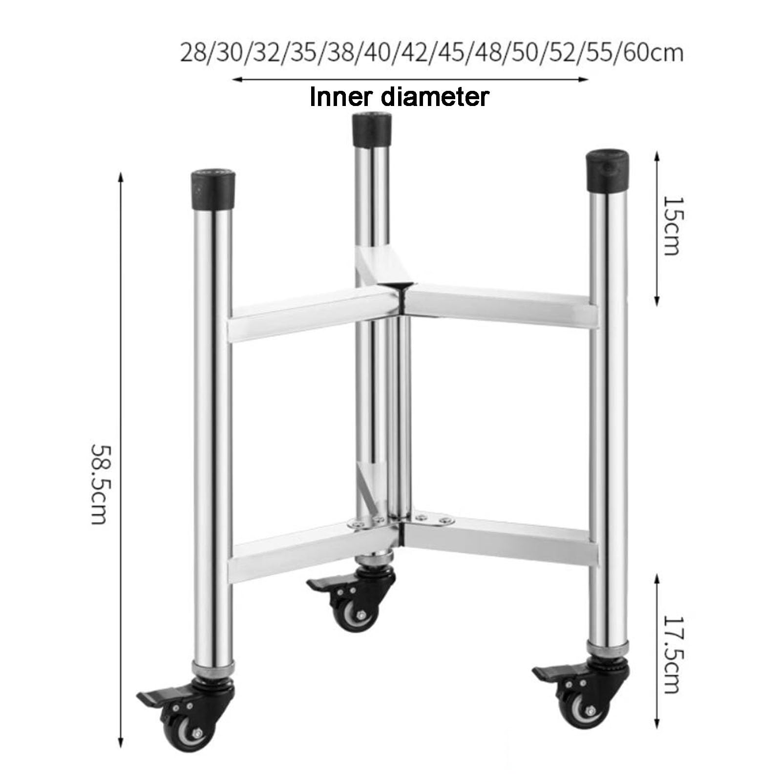 Carrello portavaso in acciaio inox resistente con ruote, per ristoranti, cucine, hotel e garage