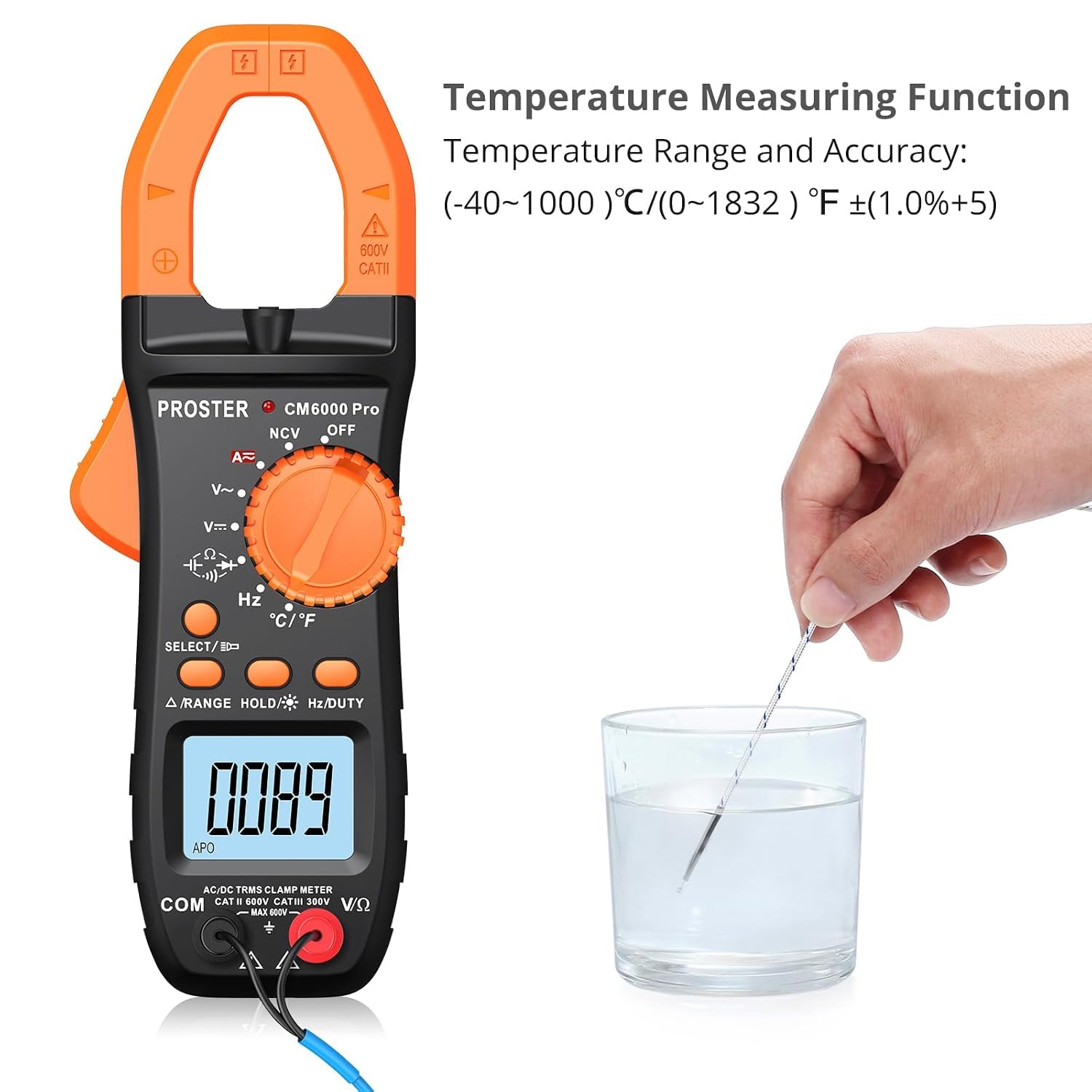 Proster 6000 Count Clamp Meter 800A Amp Tester TRMS NCV Multimeter Kit — Amazon image 4
