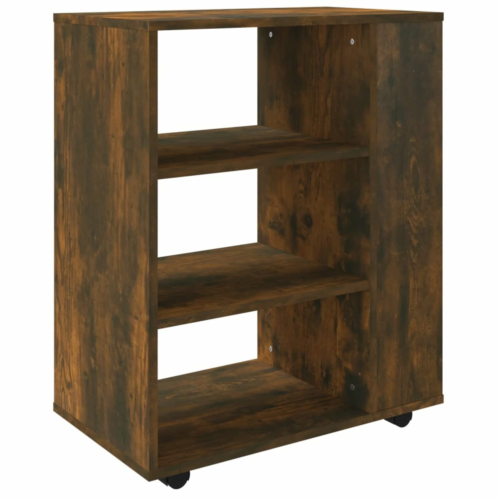 Armadietto con Ruote Rovere Fumo 60x35x75 cm Legno Multistrato,Carrello Porta Stampante, Mobiletto con Ruote, Supporto per Stampante in Legno, Classificatore per Documenti per Studio, Ufficio